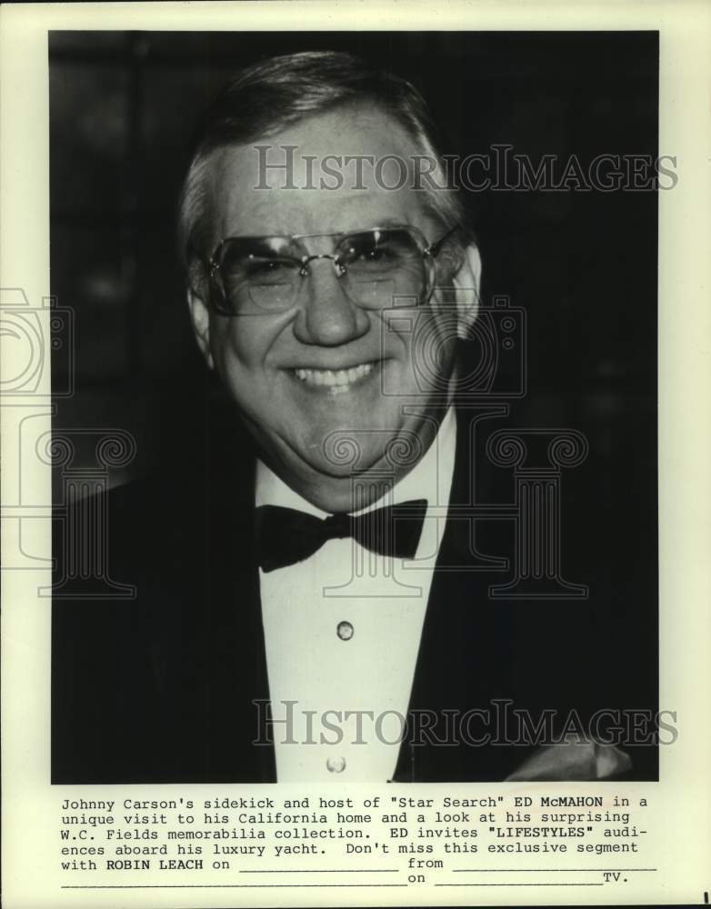 Press Photo Ed McMahon, Host of "Star Search" and Johnny Carson sidekick - Historic Images