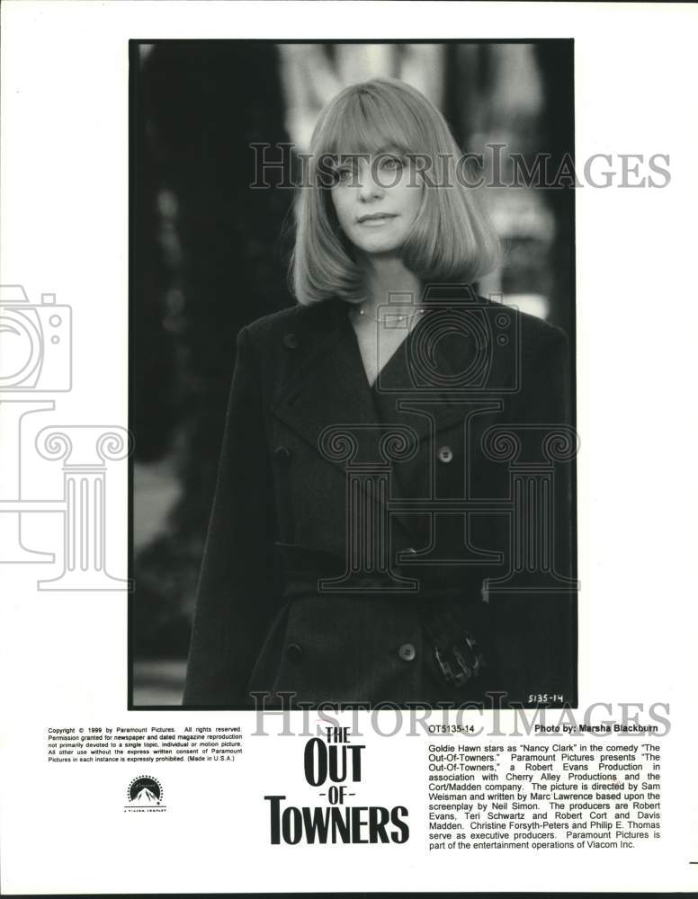 1999 Press Photo Actress Goldie Hawn stars in the comedy "The Out-Of-Towners"- Historic Images