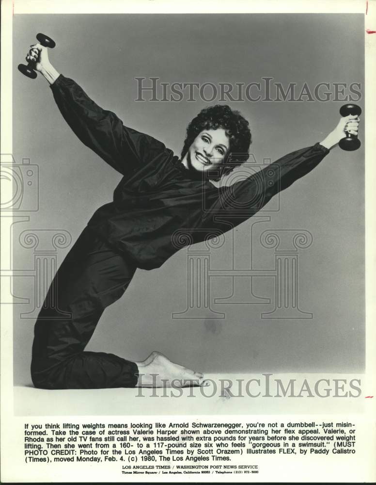 1980 Press Photo Actress Valerie Harper exercises - sap16413- Historic Images