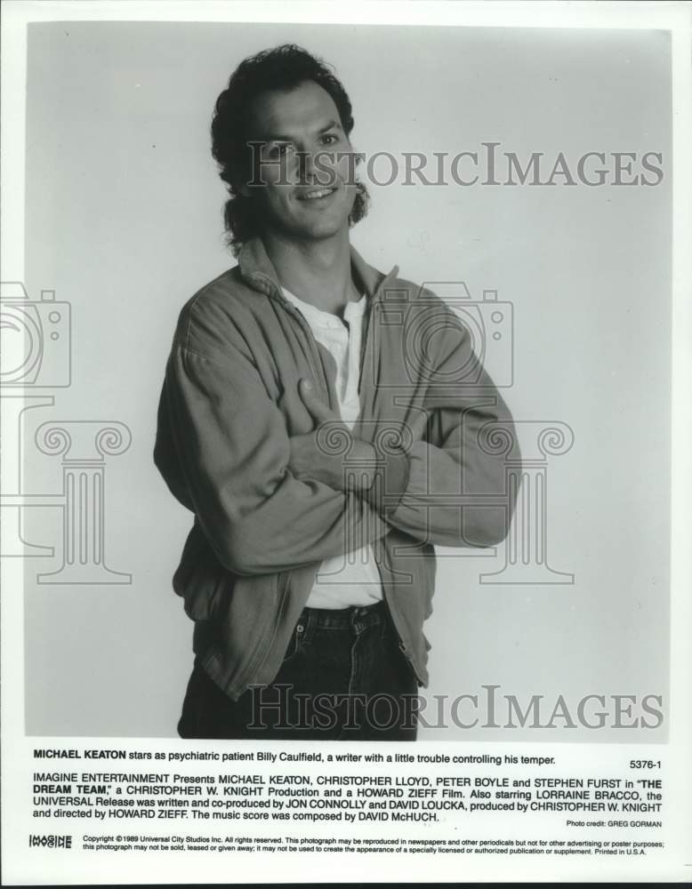 1989 Press Photo Actor Michael Keaton as Billy Caulfield in &quot;The Dream Team&quot;- Historic Images