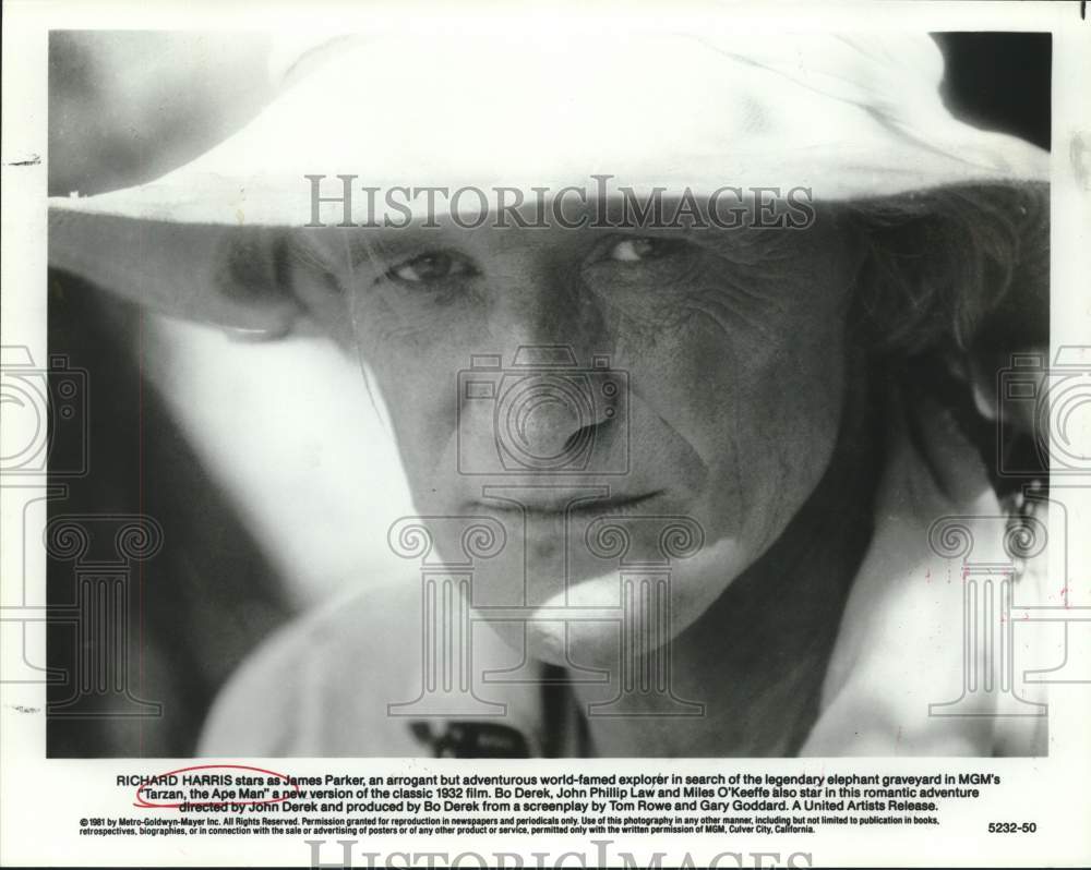 1981 Press Photo Actor Richard Harris in &quot;Tarzan, the Ape Man&quot; movie - sap16853- Historic Images