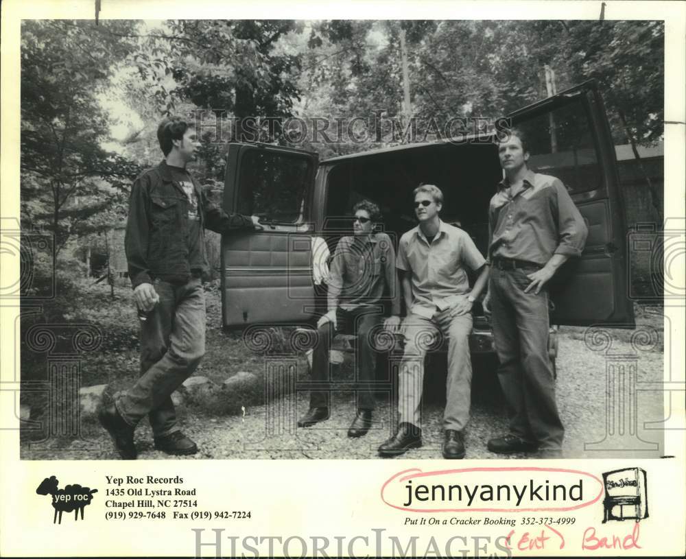 1998 Press Photo Four Members of the band Jennyanykind, Entertainers - sap16953- Historic Images