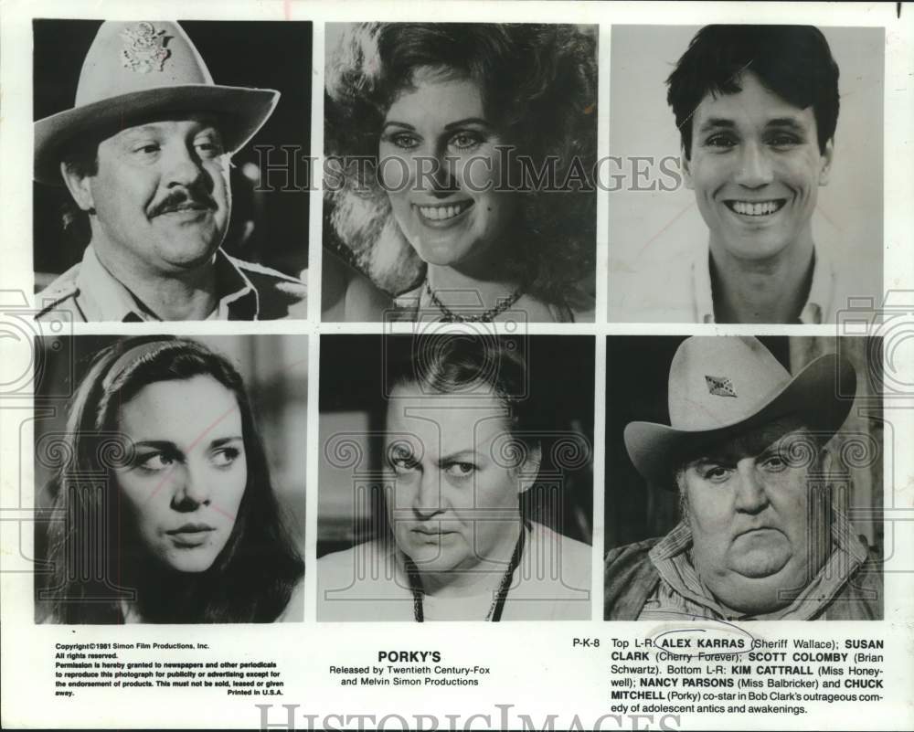 1981 Press Photo Composite of Actors, Actresses in "Porky's" Movie - sap17028- Historic Images