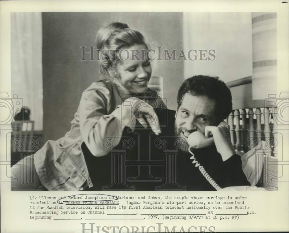 1977 Press Photo Liv Ullmann, Erland Josephson in &quot;Scenes From a Marriage&quot;, PBS- Historic Images