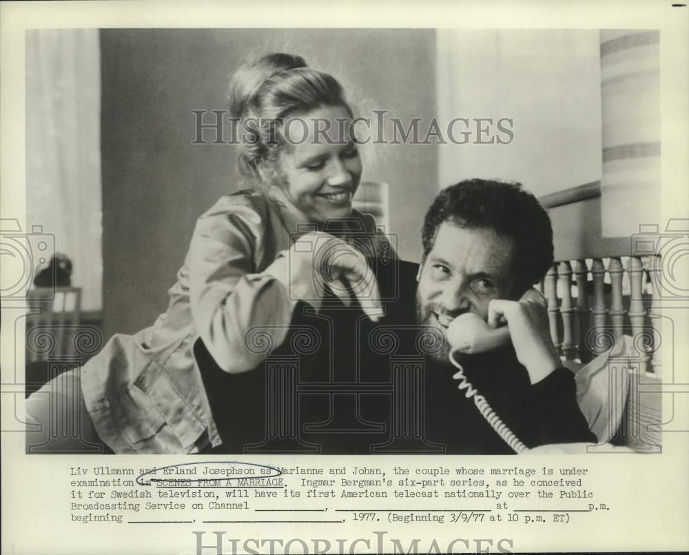 1977 Press Photo Liv Ullmann, Erland Josephson in "Scenes From a Marriage", PBS- Historic Images
