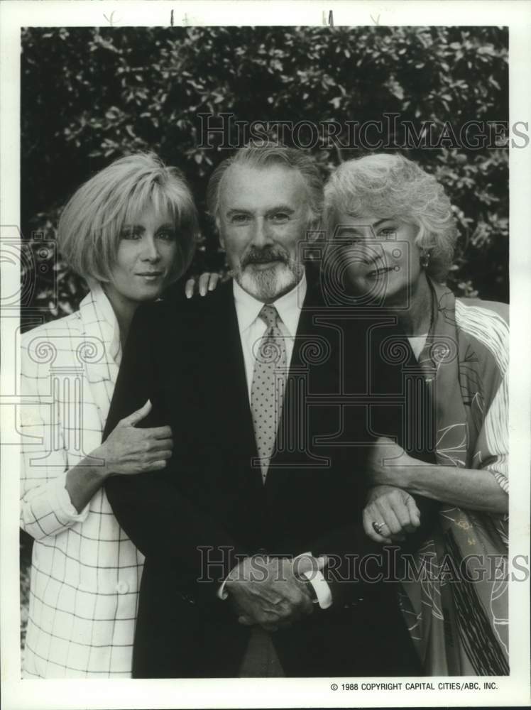 1988 Press Photo Actors Bea Arthur, Richard Kiley and Joan Van Ark from ABC TV- Historic Images