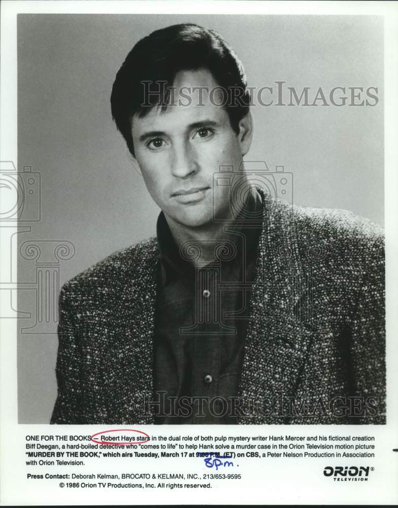 1986 Press Photo Actor Robert Hays in "Murder by the Book" on CBS Television- Historic Images