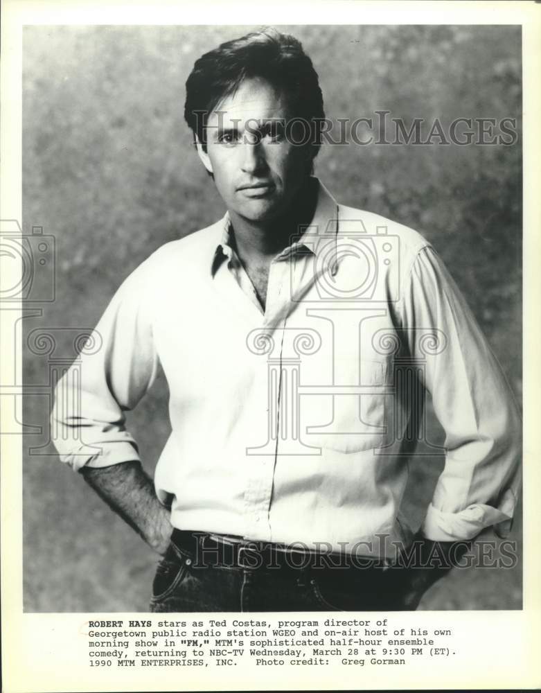 1990 Press Photo Actor Robert Hays stars as Ted Costas in &quot;FM&quot; on NBC-TV- Historic Images