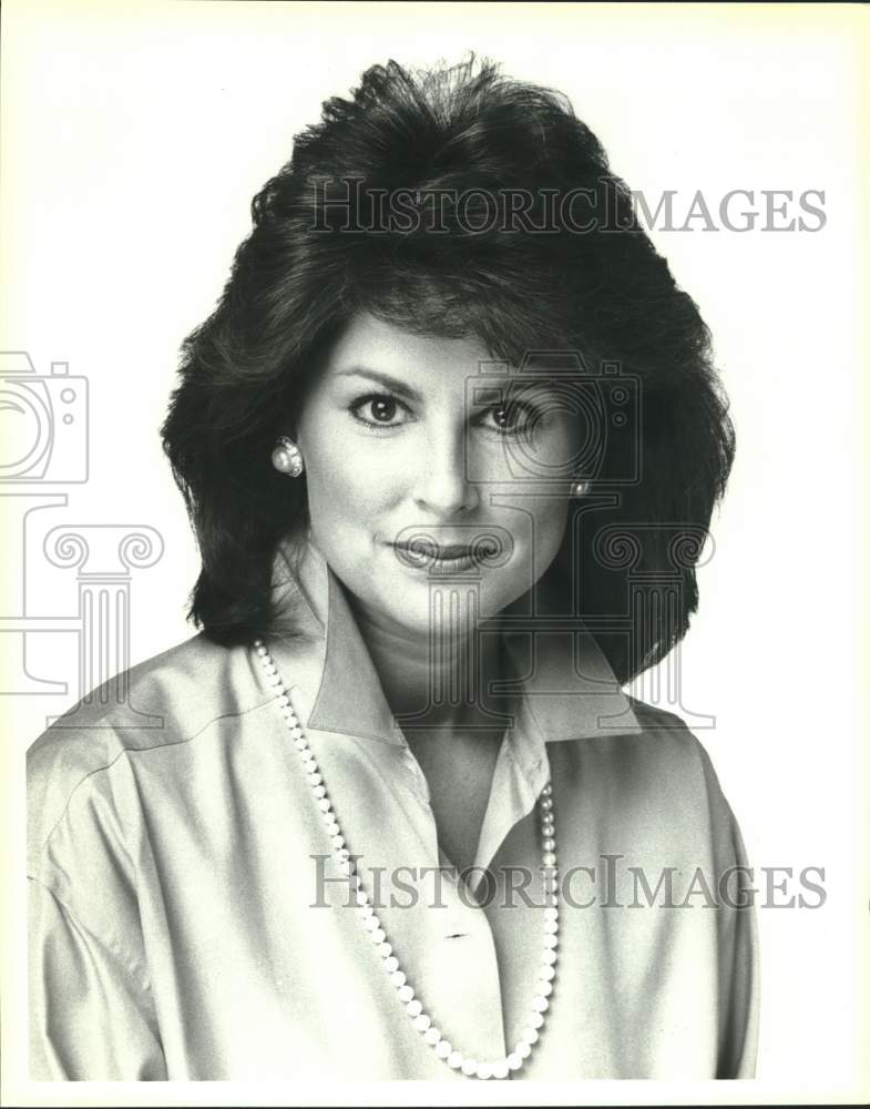 1987 Press Photo Broadcaster Sara Lee Kessler, WOR-TV Anchor in closeup- Historic Images