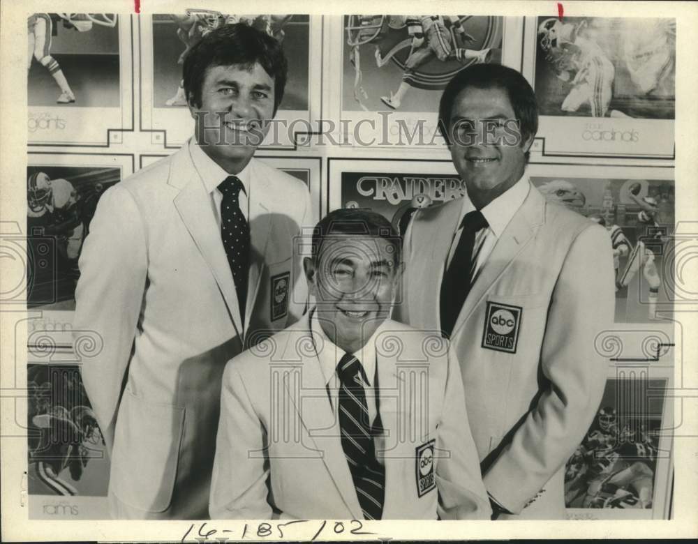 1980 Press Photo Don Meredith, Howard Cosell, Frank Gifford in ABC Football Show - Historic Images