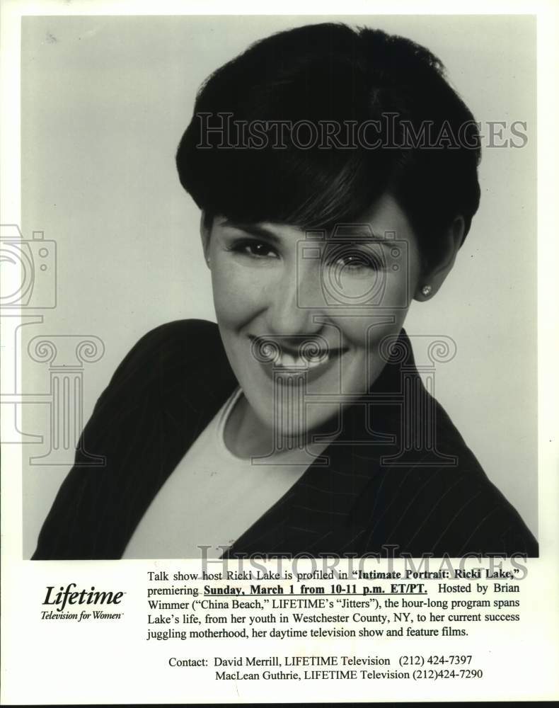 1998 Press Photo Ricki Lake, Talk show Host on Television's "Intimate Portrait"- Historic Images