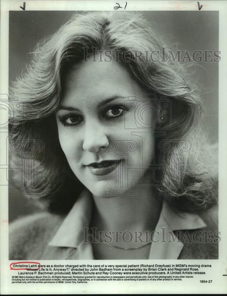 1981 Press Photo Actress Christine Lahti in &quot;Whose Life is it Anyway?&quot; movie- Historic Images