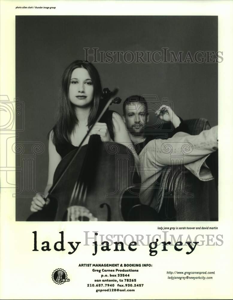 Press Photo Lady Jane Grey band, Sarah Hoover and David Martin in Musical group - Historic Images