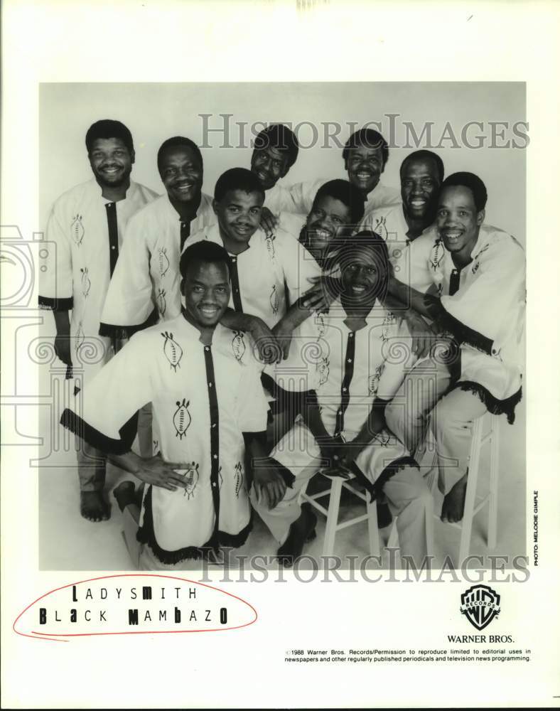 1988 Press Photo Members of Ladysmith Black Mambazo Band - sap18921- Historic Images