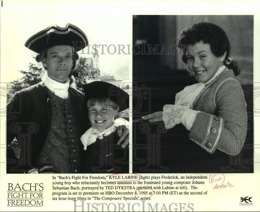 1995 Press Photo Actor Kyle Labine and Co-Stars in "Bach's Fight For Freedom"- Historic Images