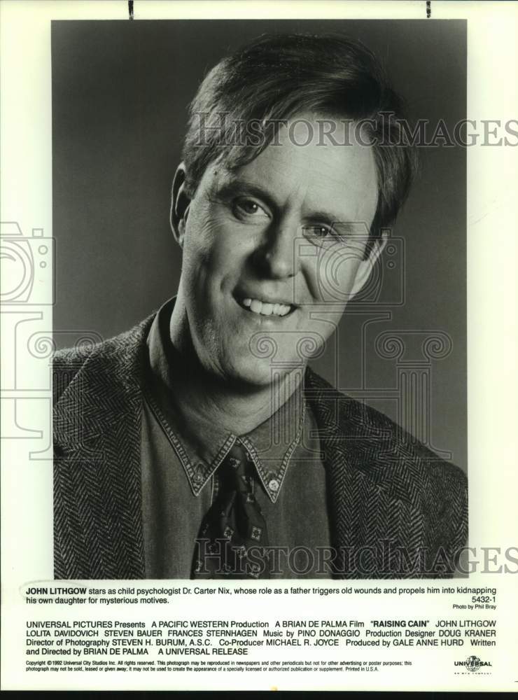 1992 Press Photo John Lithgow stars as child psychologist in "Raising Cain"- Historic Images