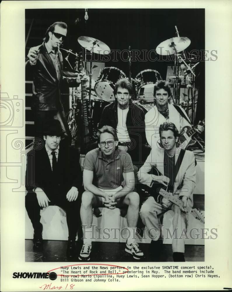 Musicians Huey Lewis and The News on Showtime Concert Special - Historic Images