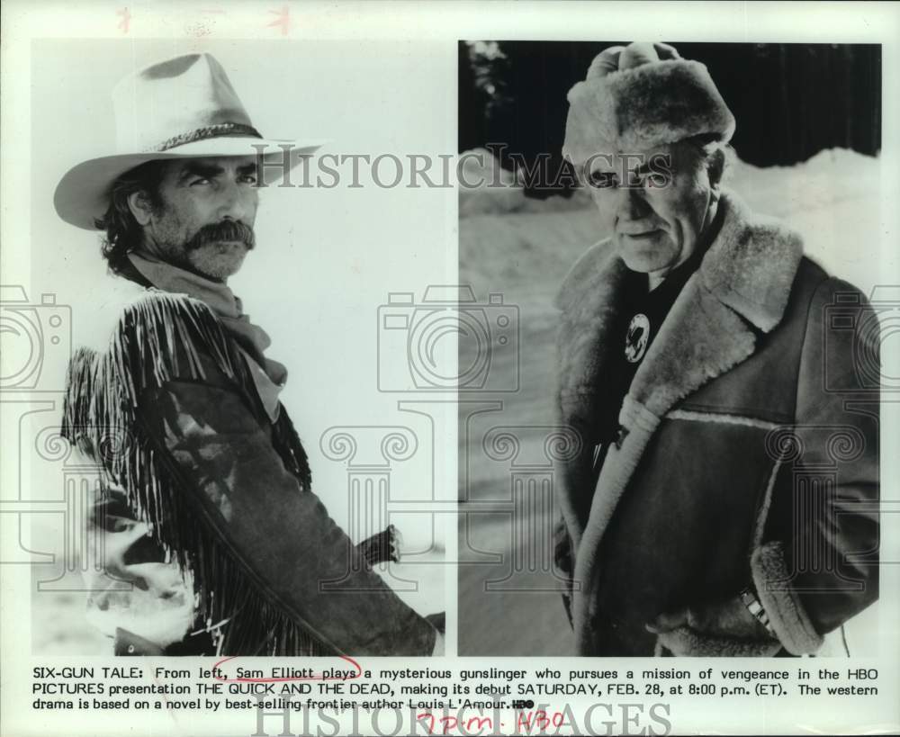 Press Photo Sam Elliott and co-star in scenes from The Quick and the Dead on HBO - Historic Images