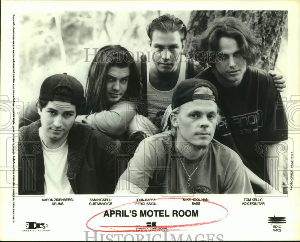 1994 Press Photo Five Members of the band April's Motel Room, Entertainers- Historic Images