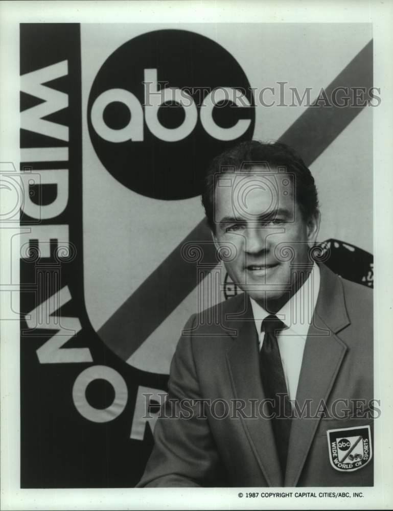 1987 Press Photo Frank Gifford, anchor on ABC&#39;s Wide World of Sports&quot;- Historic Images