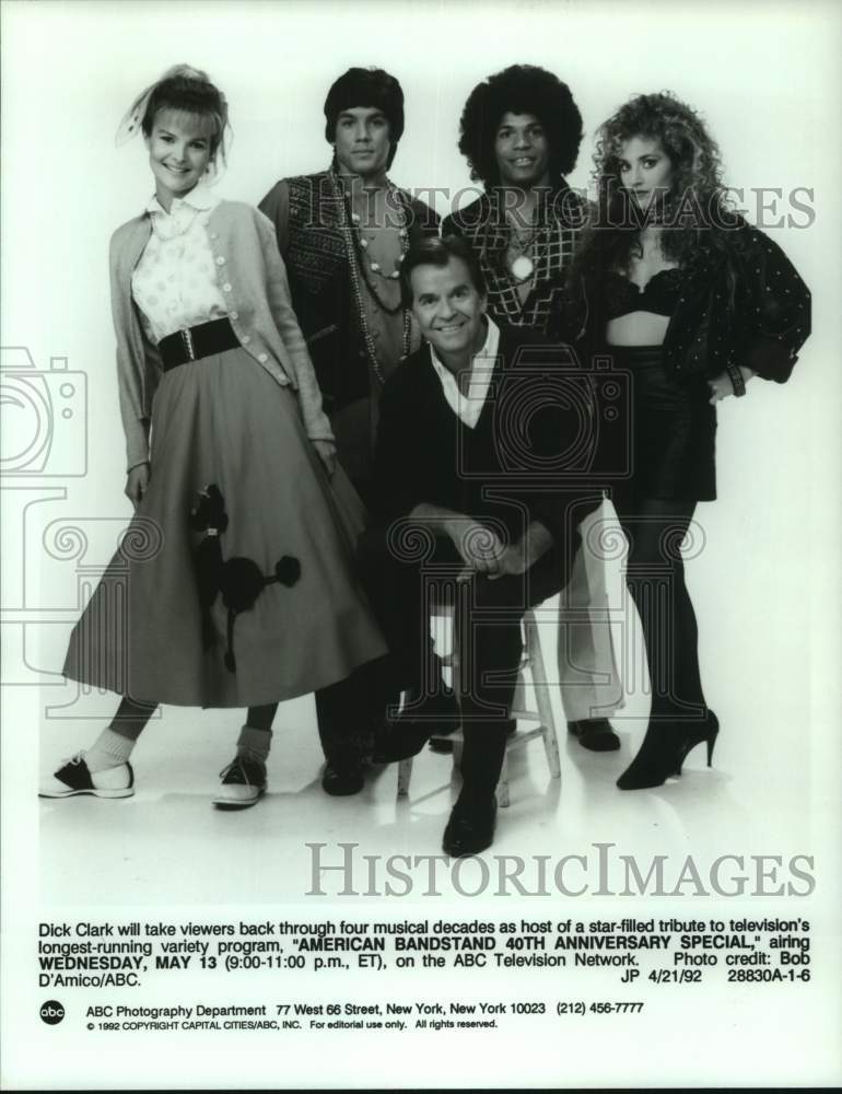 1992 Press Photo Dick Clark hosts American Bandstand on ABC Television Network- Historic Images