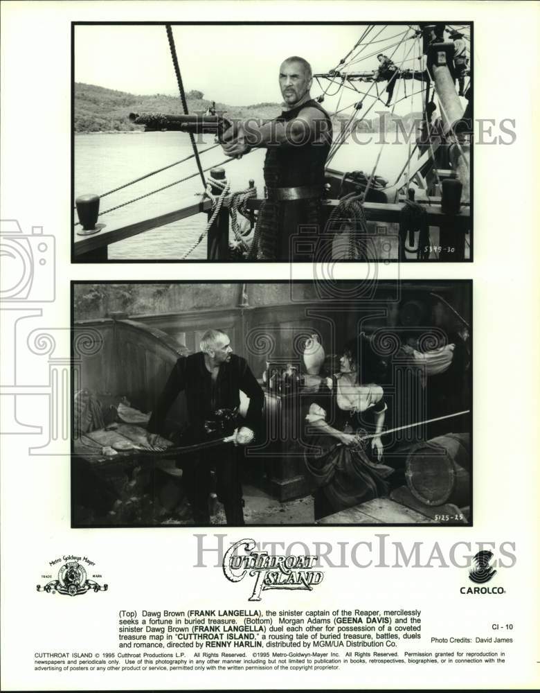 1995 Press Photo Frank Langella and Geena Davis in scenes from Cutthroat Island&quot;- Historic Images