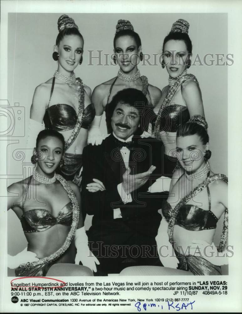 1987 Press Photo Singer Engelbert Humperdinck in Las Vegas All Star Anniversary- Historic Images