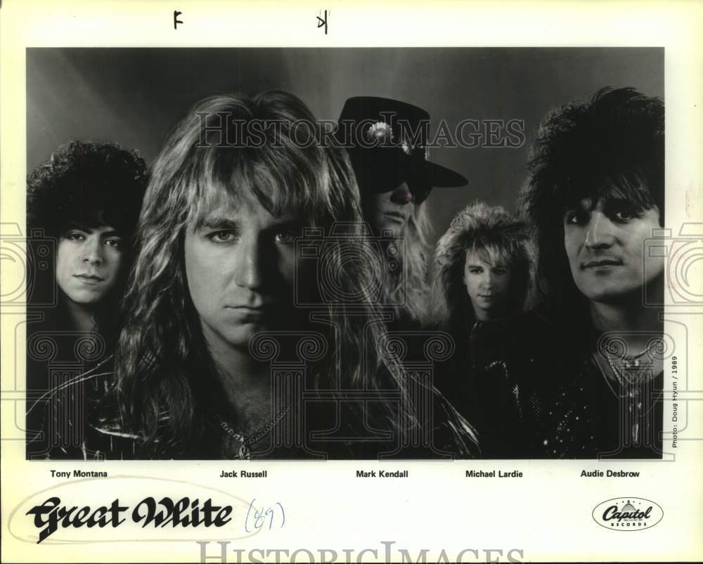 1989 Press Photo Five Musicians in the band Great White, Entertainers- Historic Images