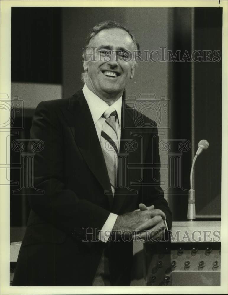 Dick Martin, Comedian smiles in portrait - Historic Images