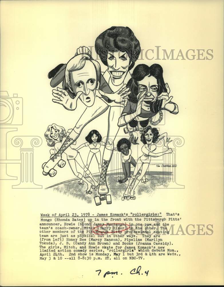1978 Caricature of Actress Rhonda Bates, co-stars in "Rollergirls" - Historic Images