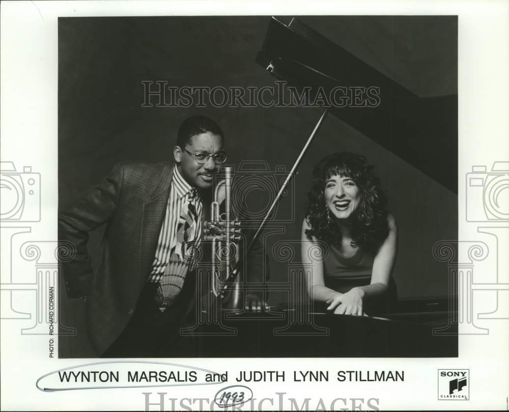 1993 Press Photo Musicians Wynton Marsalis and Judith Lynn Stillman - Historic Images