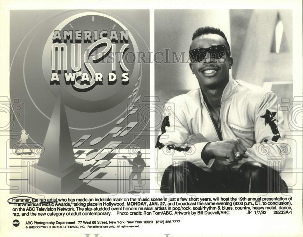 1992 Press Photo M. C. Hammer, Rap Artist on ABC Television in composite - Historic Images