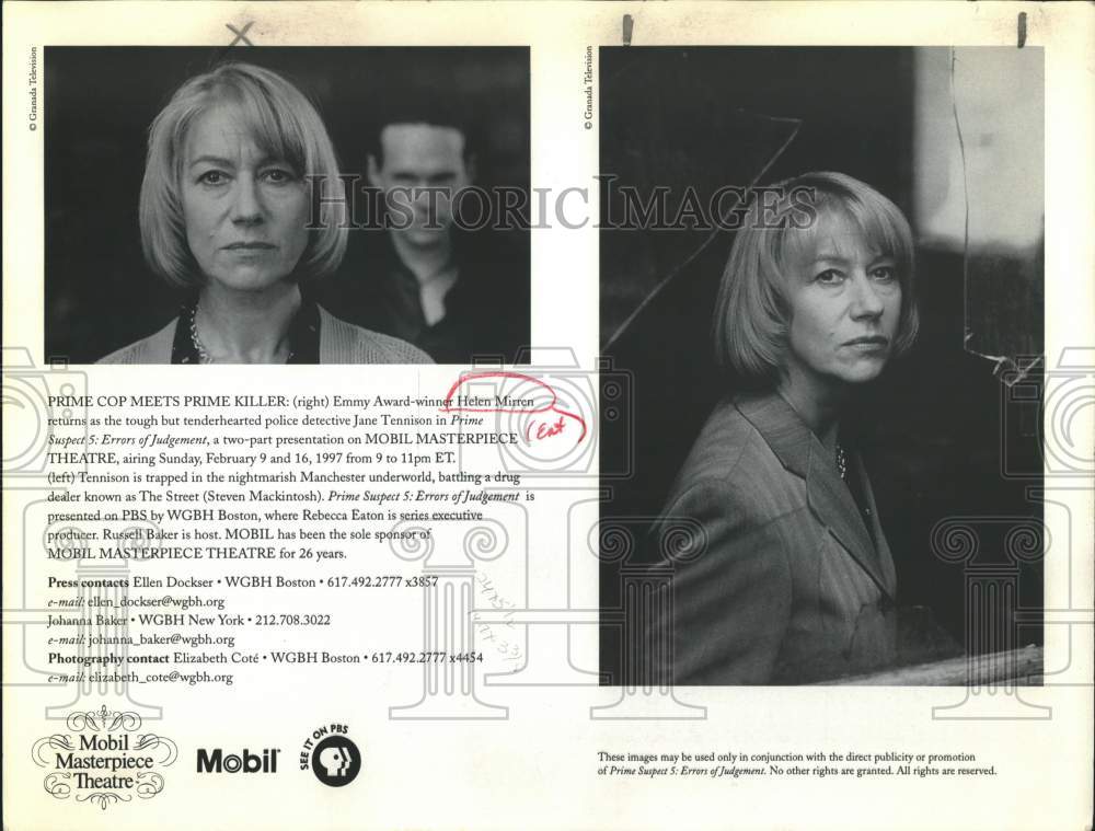 1997 Actress Helen Mirren with co-star in &quot;Prime Suspect 5&quot; on TV - Historic Images