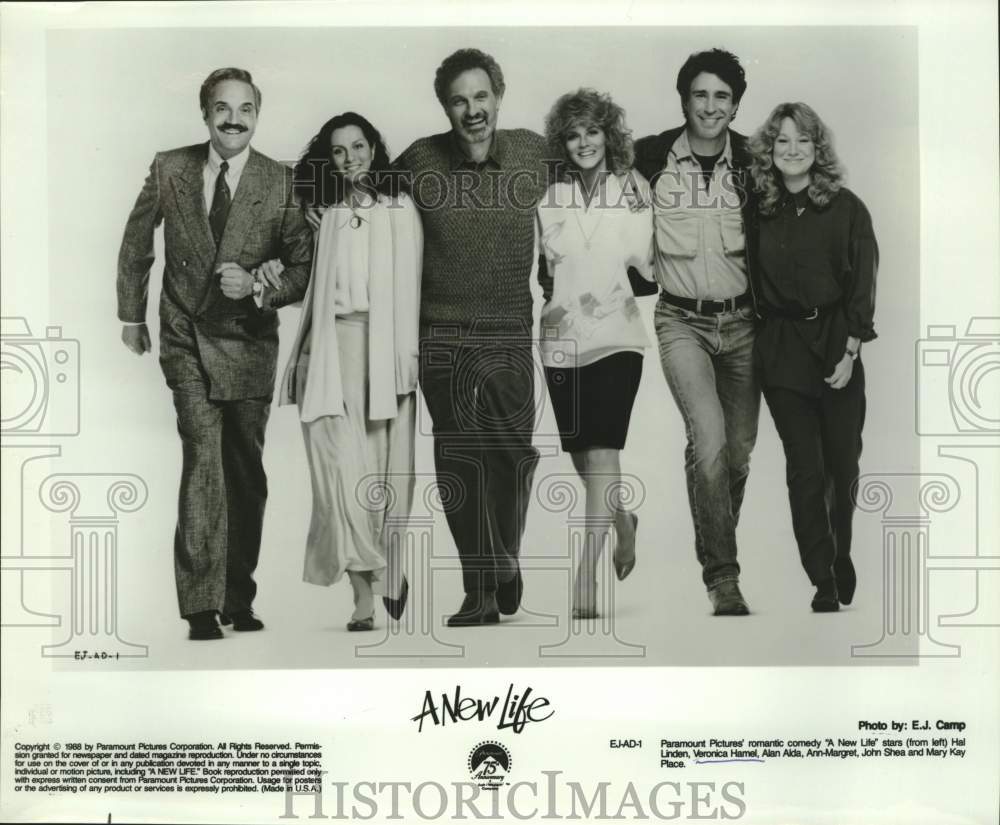 1988 Press Photo Actress Veronica Hamel with co-stars in "A New Life" movie - Historic Images