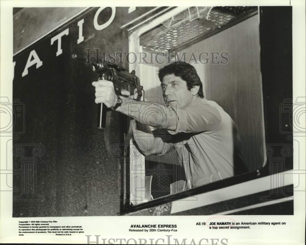 1979 Entertainer Joe Namath in &quot;Avalanche Express&quot; movie - Historic Images