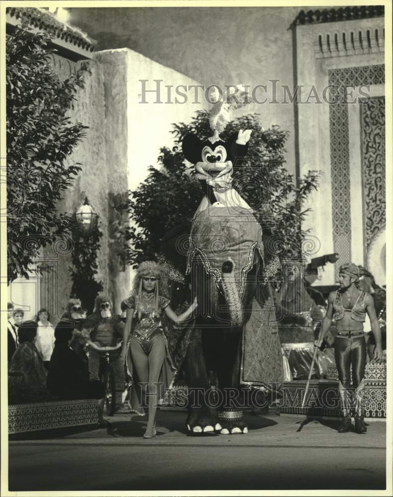 1987 Press Photo Minnie Mouse with Cristiani Elephants on NBC Television special - Historic Images