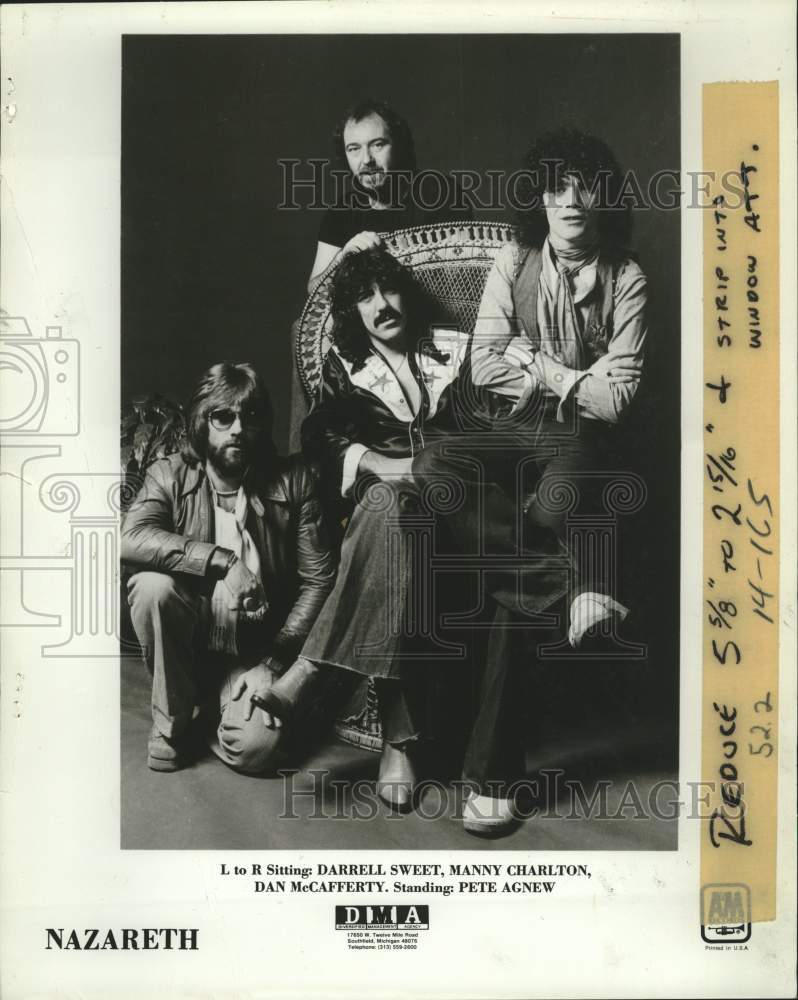 Press Photo Four Members of the band Nazareth, Entertainers, Musicians - Historic Images