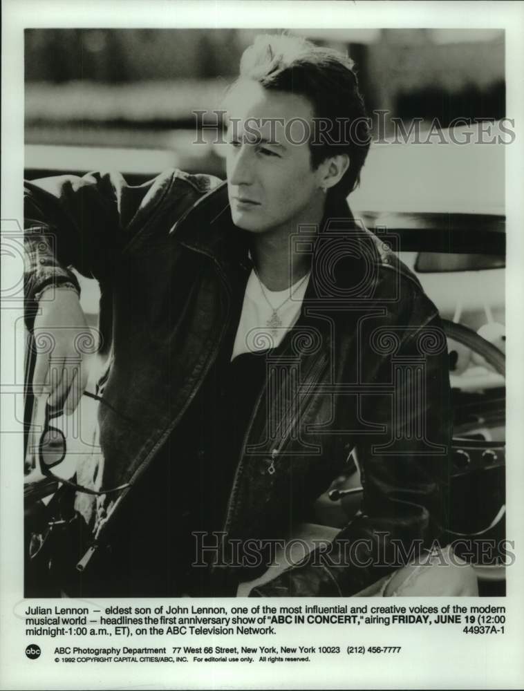 1992 Press Photo Julian Lennon on ABC In Concert, on ABC Television. - Historic Images