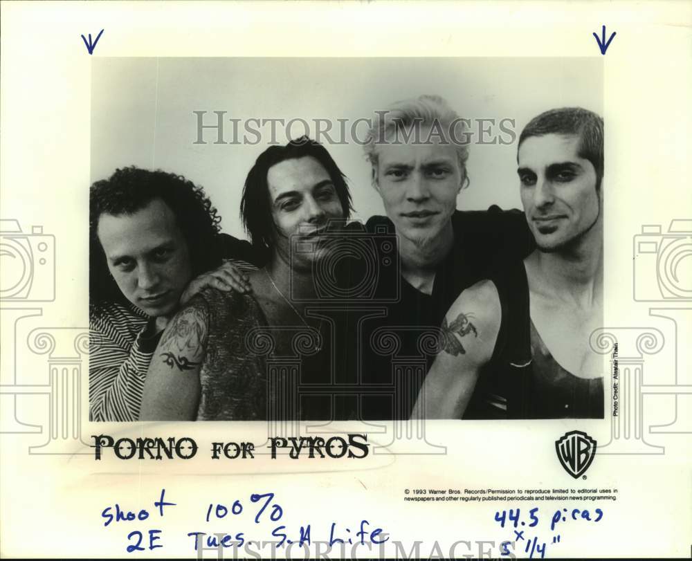 1993 Members of Porno for Pyros, alternative rock band. - Historic Images