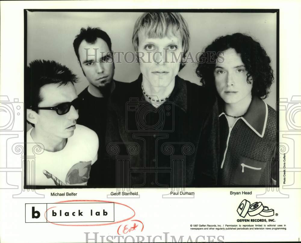 1997 Press Photo Four Members of the band Black Lab, Entertainers, Musicians - Historic Images