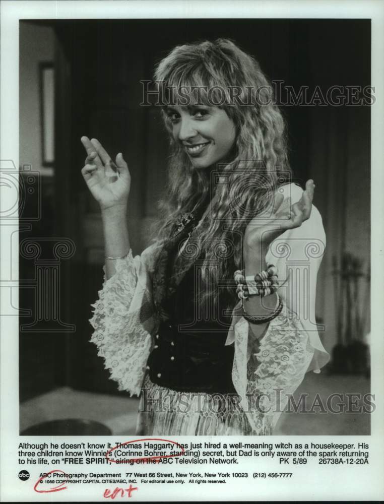 1989 Press Photo Actress Corinne Bohrer in &quot;Free Spirit&quot; on ABC Television - Historic Images