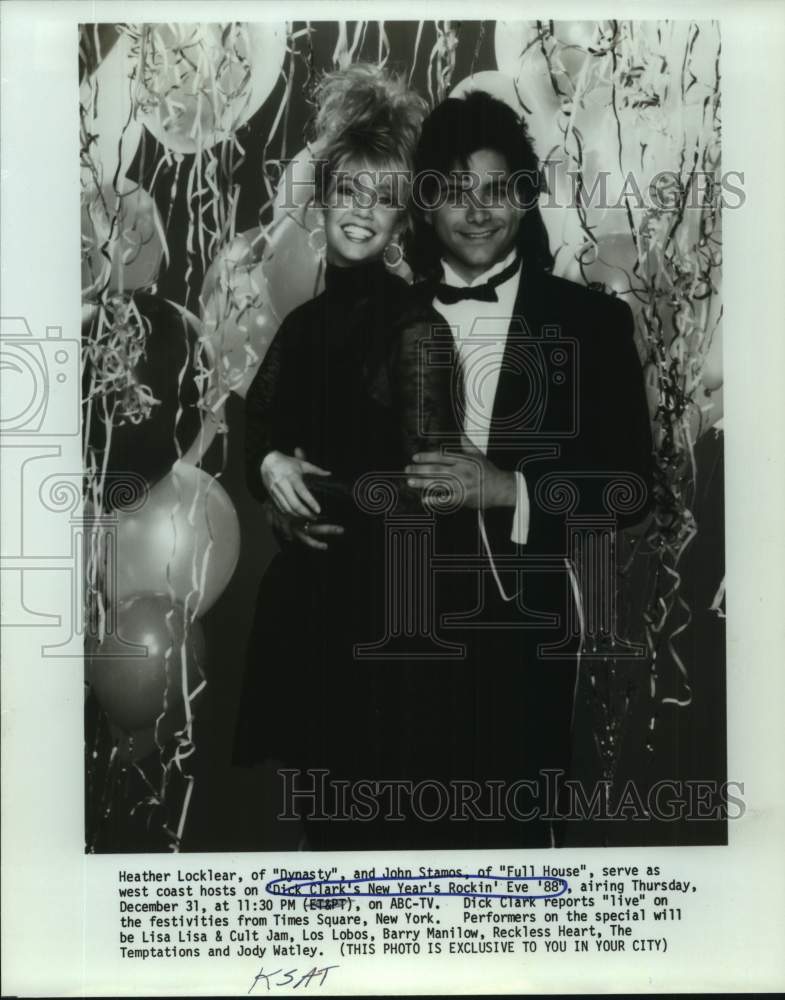 1988 Press Photo Actors Heather Locklear and John Stamos on ABC Television Show - Historic Images