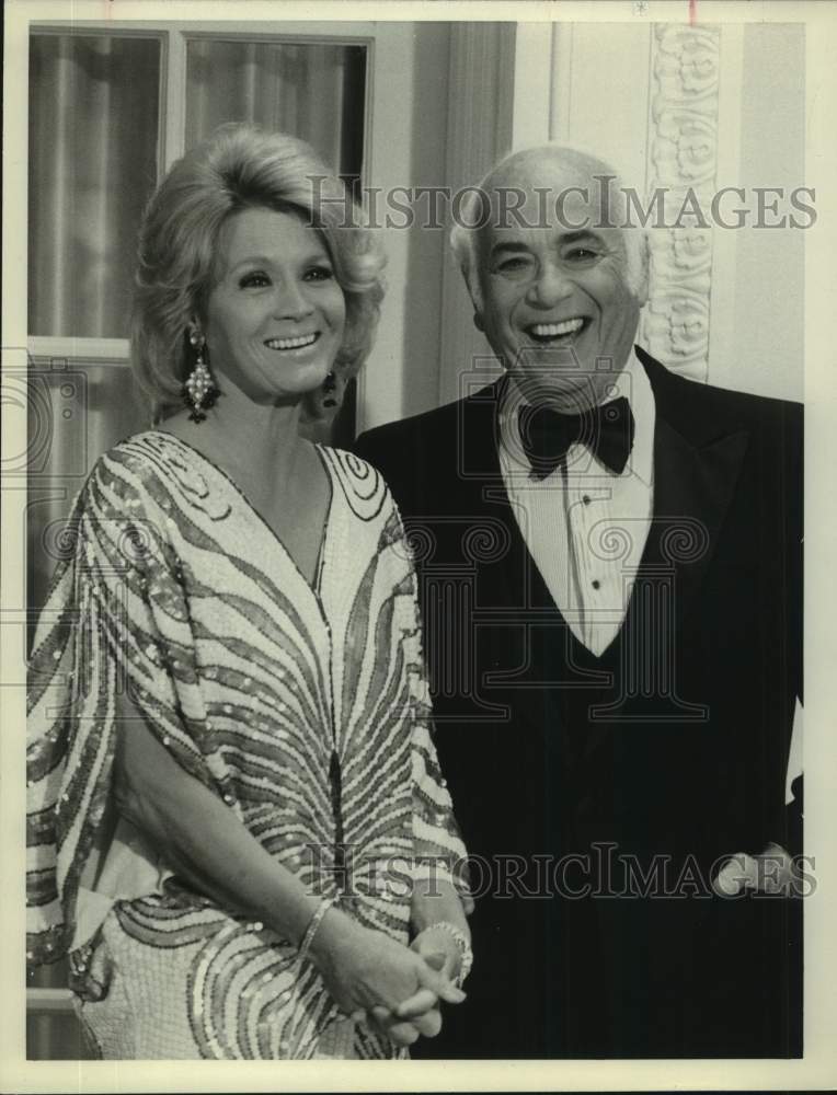 1983 Press Photo Actress Angie Dickinson and Allen Funt on NBC Television Show - Historic Images