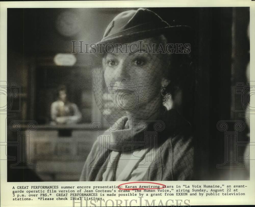 Press Photo Actress Karan Armstrong in "La Voix Humaine" on PBS Television - Historic Images