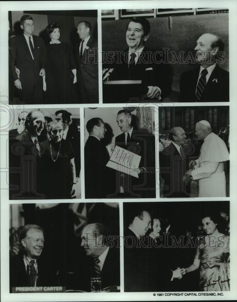 1991 Press Photo Composite of United States Presidents and guests on ABC TV - Historic Images