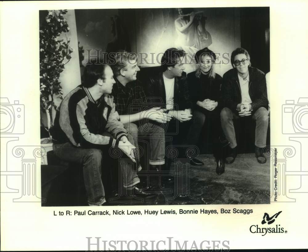 Press Photo Musicians Huey Lewis and Boz Scaggs with Other Entertainers - Historic Images