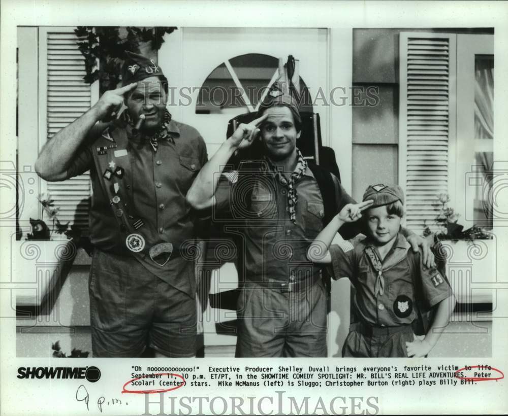 Press Photo Actor Peter Scolari with co-stars in Mr. Bill's Real Life Adventures - Historic Images