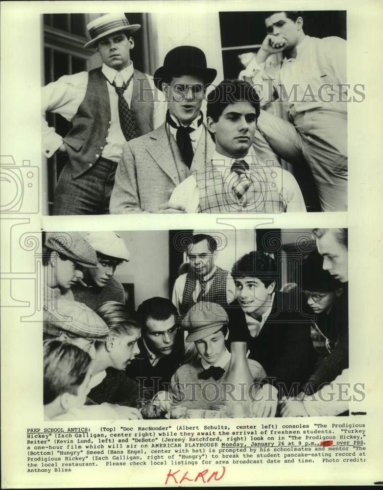 Press Photo Actor Albert Schultz with co-stars in "The Prodigious Hickey" on PBS - Historic Images