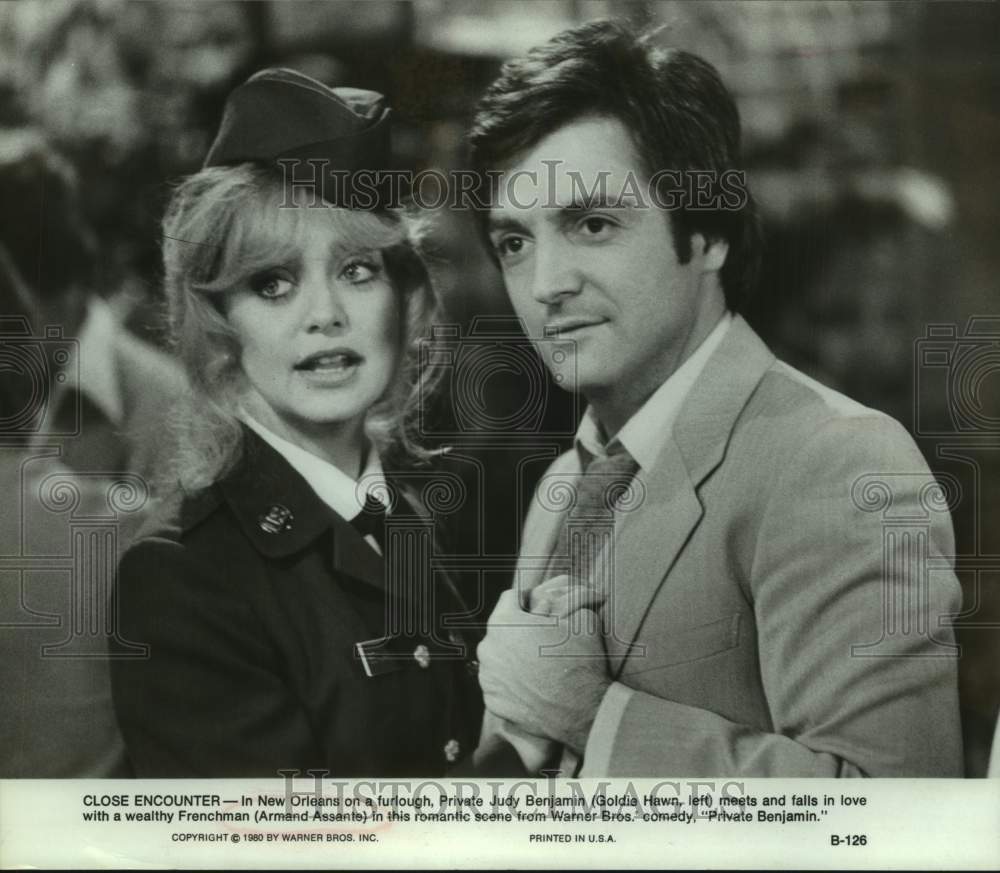 1980 Press Photo Actors Goldie Hawn and Armand Assante in &quot;Private Benjamin&quot; - Historic Images