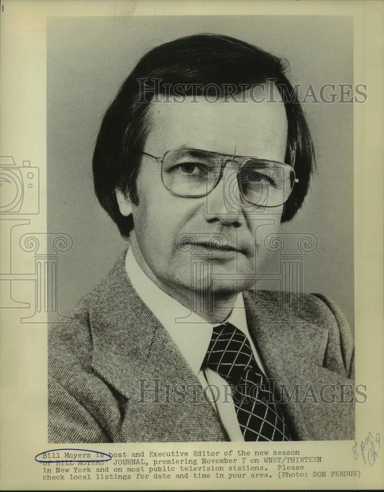 Press Photo Bill Moyers, Host and Editor of Television&#39;s &quot;Bill Moyers&#39; Journal&quot; - Historic Images